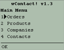 wContact&trade; Main Menu